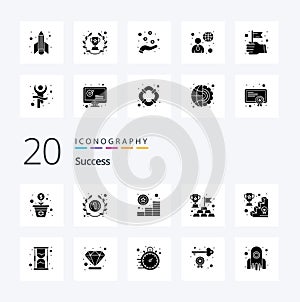 20 Sucess Solid Glyph icon Pack like success gold coins winner reward