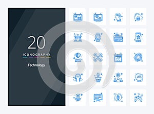 20 Technology Blue Color icon for presentation