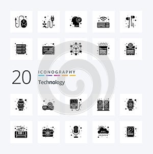 20 Technology Solid Glyph icon Pack like mobile feature mp pwatch device