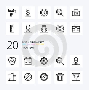 20 Tools Line icon Pack like pattern funnel tools and utensils liter symbol