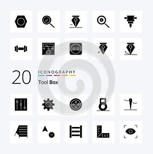 20 Tools Solid Glyph icon Pack like geometry cursor needle copy tools