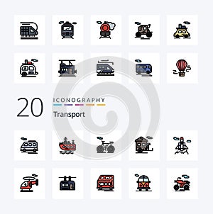 20 Transport Line Filled Color icon Pack like transport horse drawn vehicle transport transport retro