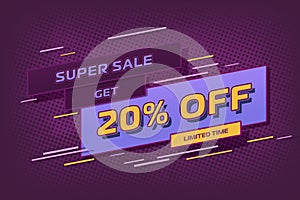 20 twenty Percent off super sale shopping halftone. percent coupon