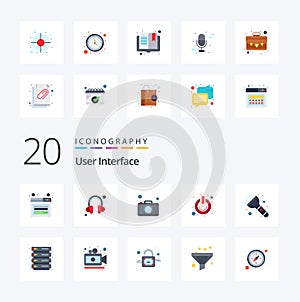 20 User Interface Flat Color icon Pack like torch flash camera switch on