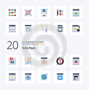 20 Web Pack Flat Color icon Pack like web text design photo data storage
