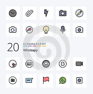 20 Whatsapp Line Filled Color icon Pack like watch ui earphone basic document