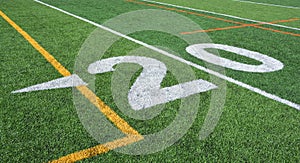 The 20-yard-line of an american football field