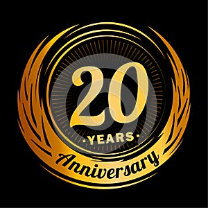 20 year anniversary. Elegant anniversary design. 20th logo.