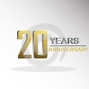 20 Year Anniversary Logo Vector Template Design Illustration gold and white