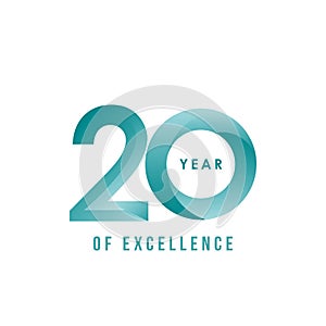 20 Year of Excellence Vector Design Illustration