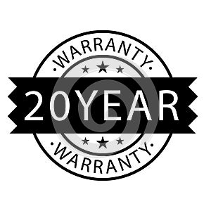 20 year warranty stamp on white background