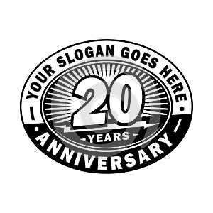 20 years anniversary celebration. 20th anniversary logo design. Twenty years logo.
