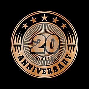 20 years anniversary celebration. 20th anniversary logo design. Twenty years logo.