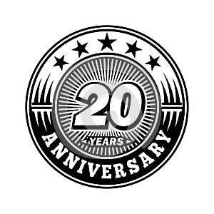 20 years anniversary celebration. 20th anniversary logo design. Twenty years logo.