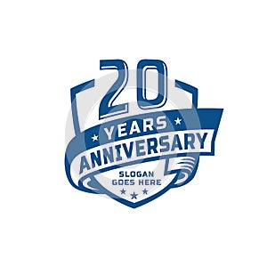 20 years anniversary celebration design template. 20th anniversary logo. Vector and illustration.