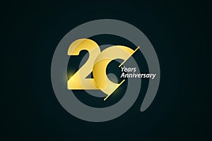 20 Years Anniversary Celebration Gold Logo Vector Template Design Illustration