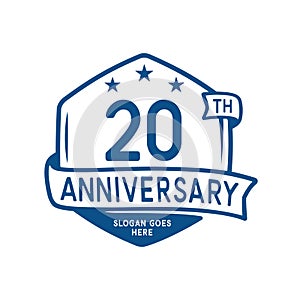 20 years anniversary celebration hexagon design template. 20th anniversary logo. Vector and illustration.