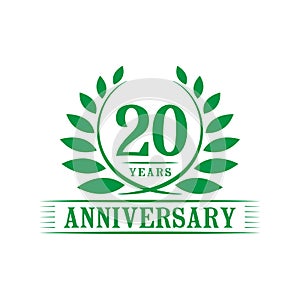 20 years anniversary celebration logo. 20th anniversary luxury design template. Vector and illustration.