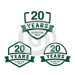 20 years anniversary celebration logotype. 20th anniversary logo collection. Vector illustration.