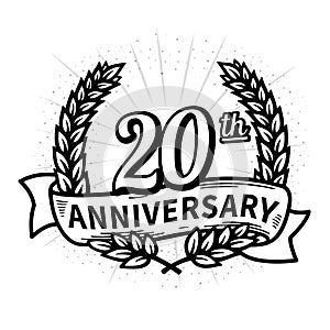 20 years anniversary celebration logotype. 20th anniversary logo. Vector and illustration.