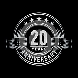 20 years anniversary celebration logotype. 20th years logo. Vector and illustration.