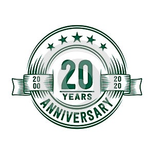 20 years anniversary celebration logotype. 20th years logo. Vector and illustration.