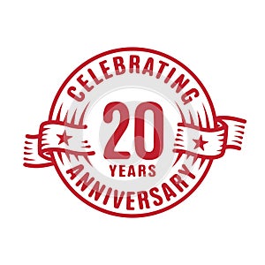 20 years anniversary celebration logotype. 20th years logo. Vector and illustration.