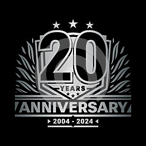 20 years anniversary celebration shield design template. 20th anniversary logo. Vector and illustration.