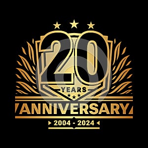 20 years anniversary celebration shield design template. 20th anniversary logo. Vector and illustration.