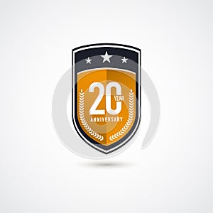 20 Years Anniversary Celebration Vector Label Logo Template Design Illustration