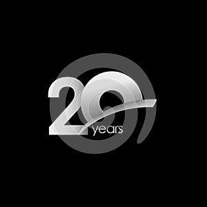 20 Years Anniversary Celebration White Shape Vector Template Design Illustration
