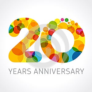 20 years anniversary circle colorful logo