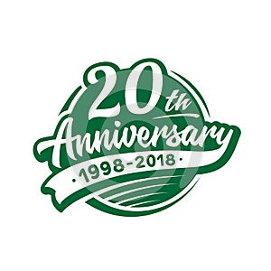 20 years anniversary design template. Vector and illustration. 20th logo.