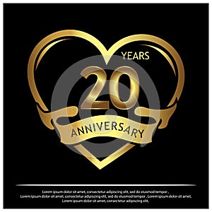 20 years anniversary golden. anniversary template design for web, game ,Creative poster, booklet, leaflet, flyer, magazine, invita