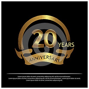 20 years anniversary golden. anniversary template design for web, game ,Creative poster, booklet, leaflet, flyer, magazine, invita