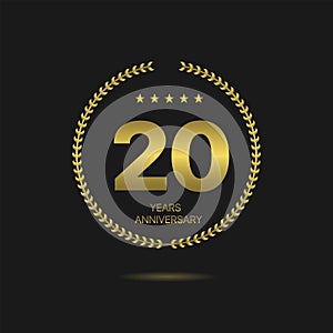 20 years Anniversary golden laurel wreath label