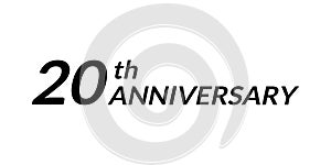 20 years anniversary logo. 20th birthday celebration icon. Vector illustration