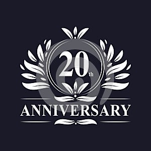 20 years Anniversary logo, luxurious 20th Anniversary design celebration.