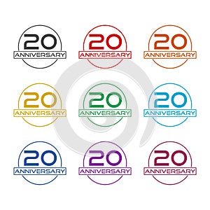 20 years anniversary logo template isolated on white background