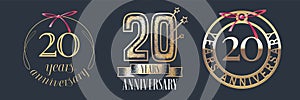 20 years anniversary vector icon, logo set