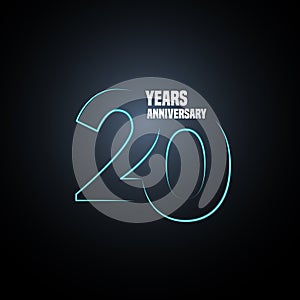 20 years anniversary vector logo, icon. Graphic design element with neon number