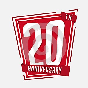 20 years celebrating anniversary design template. 20th anniversary logo. Vector and illustration.