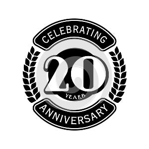 20 years celebrating anniversary design template. 20th logo. Vector and illustration.