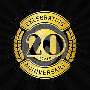 20 years celebrating anniversary design template. 20th logo. Vector and illustration.