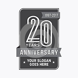 20 years celebrating anniversary design template. 20th logo. Vector and illustration.