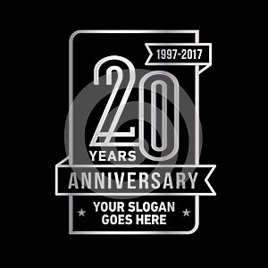 20 years celebrating anniversary design template. 20th logo. Vector and illustration.