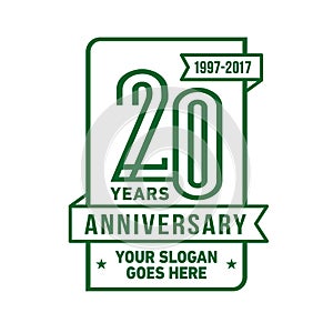 20 years celebrating anniversary design template. 20th logo. Vector and illustration.