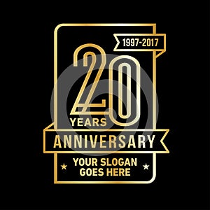 20 years celebrating anniversary design template. 20th logo. Vector and illustration.