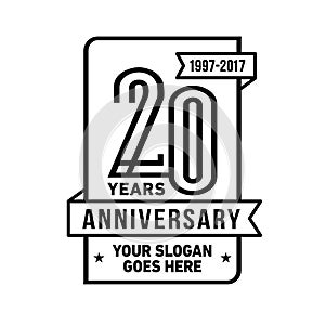 20 years celebrating anniversary design template. 20th logo. Vector and illustration.