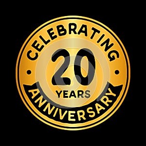 20 years celebrating anniversary design template. Twentieth anniversary logo. Vector and illustration.